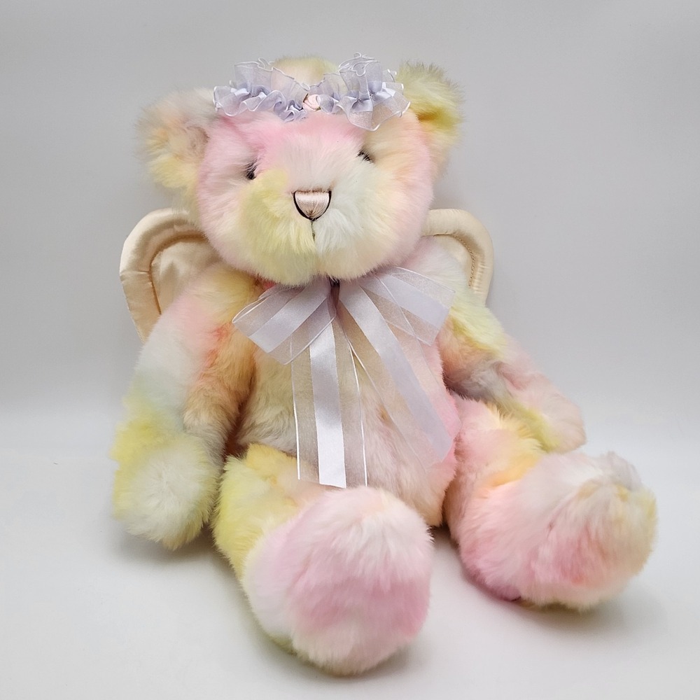 Vintage Toys‎ R Us Animal Alley Tye Dye Pastel Plush Bear Angel 15" Satin Wings